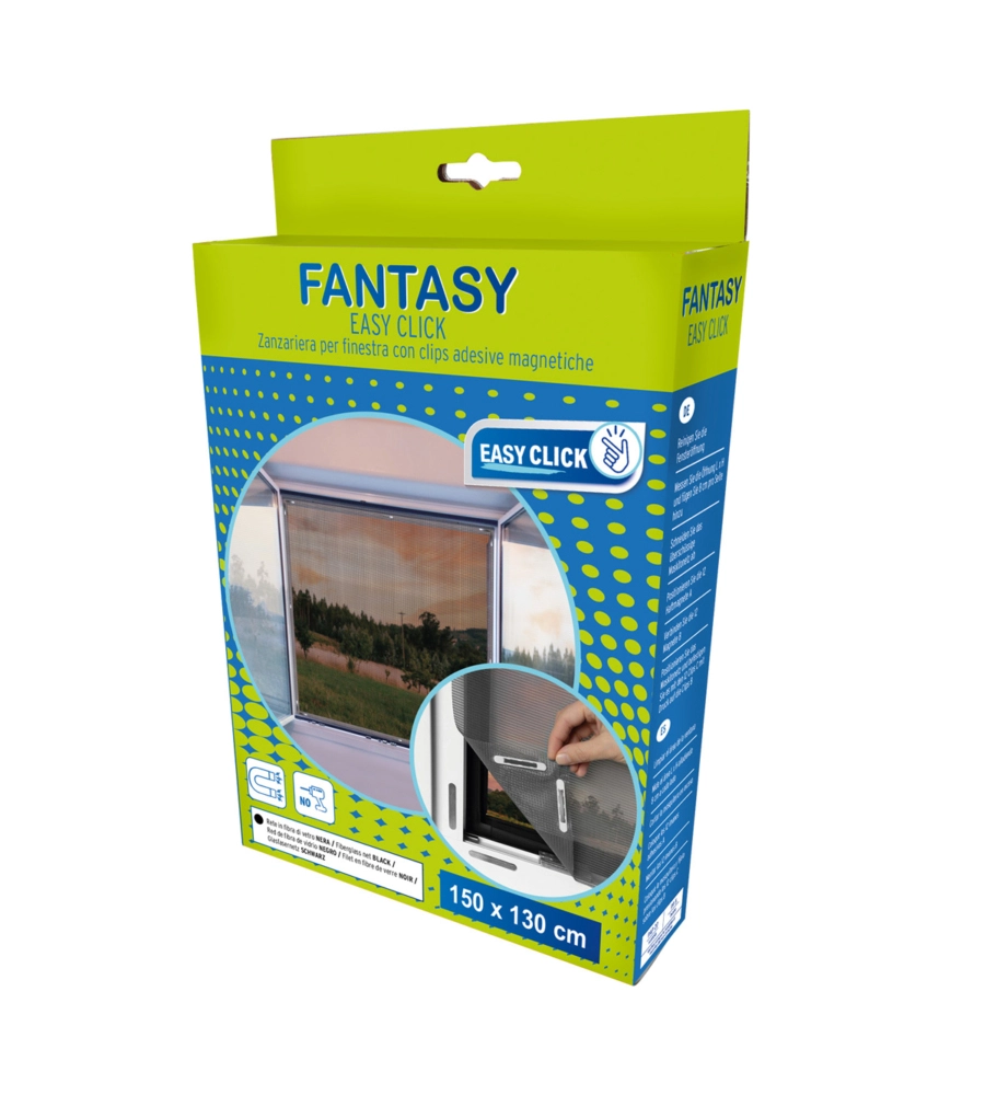 ZANZARIERA PER FINESTRA "FANTASY" NERA CON MAGNETI EASY CLICK 130X150 CM