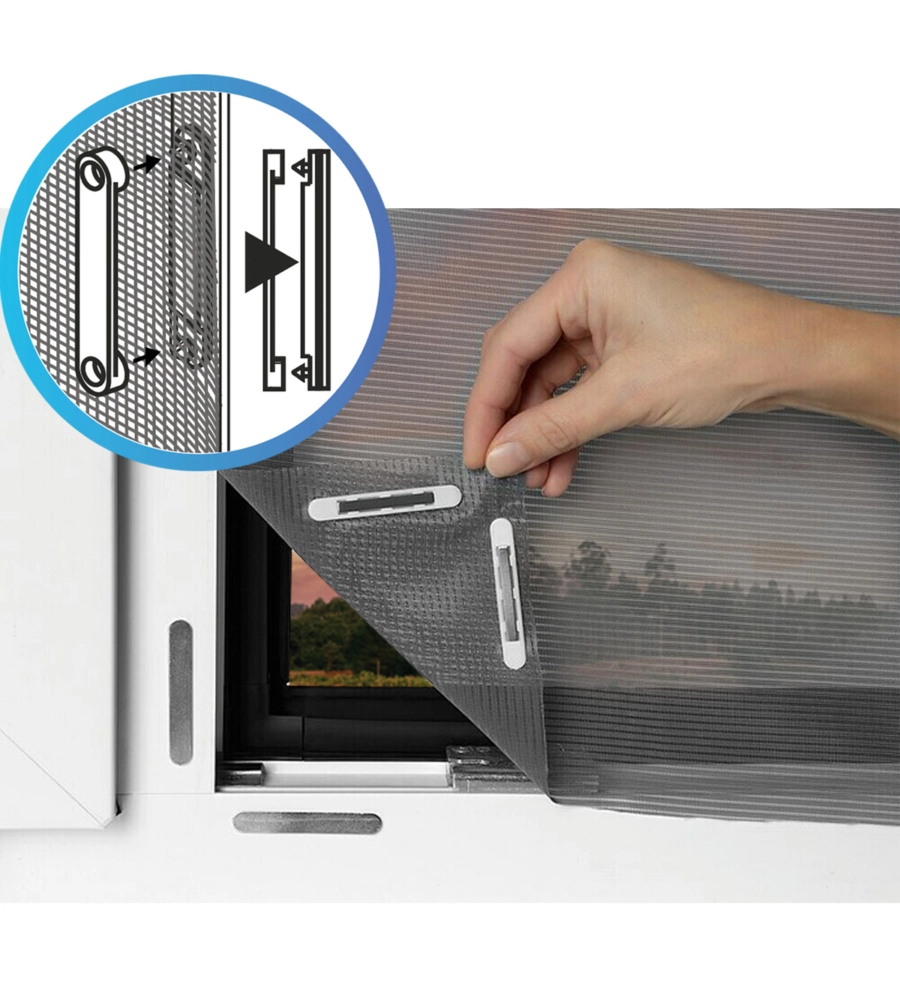 CLIPS ADESIVE MAGNETICHE PER ZANZARIERE A RETE 12 PEZZI
