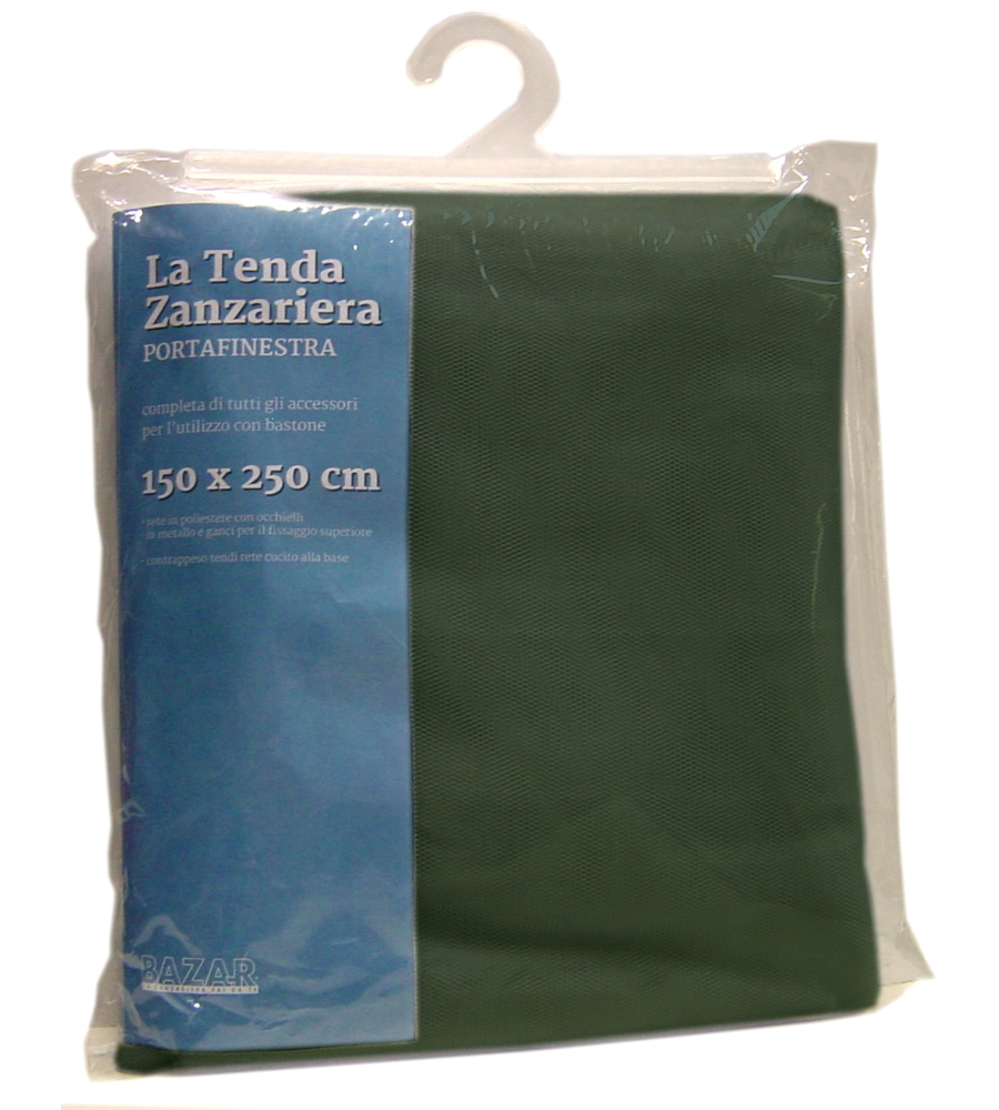 TENDA ZANZARIERA AD ANELLI PER PORTAFINESTRA VERDE 150X250 CM