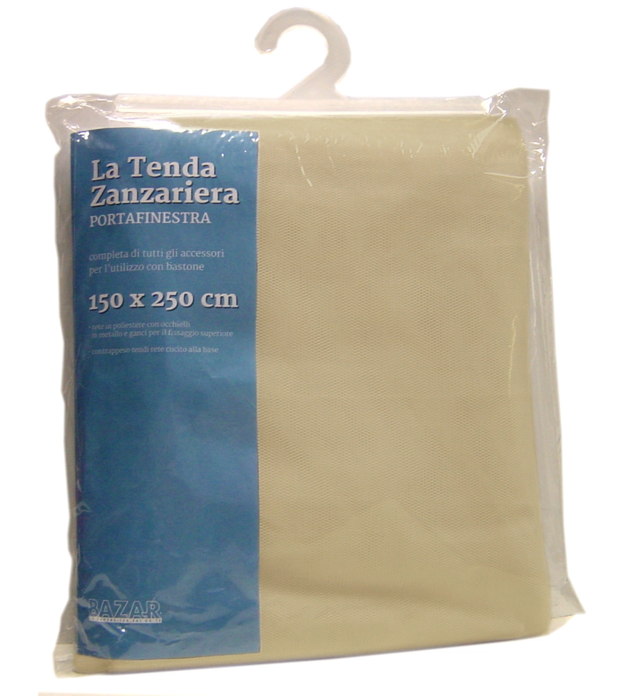 TENDA ZANZARIERA AD ANELLI PER PORTAFINESTRA BEIGE 150X250 CM