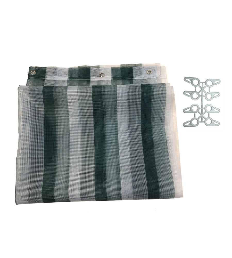 TENDA ZANZARIERA AD ANELLI PER PORTAFINESTRA FANTASIA A RIGHE BIANCO E VERDE 150X250 CM