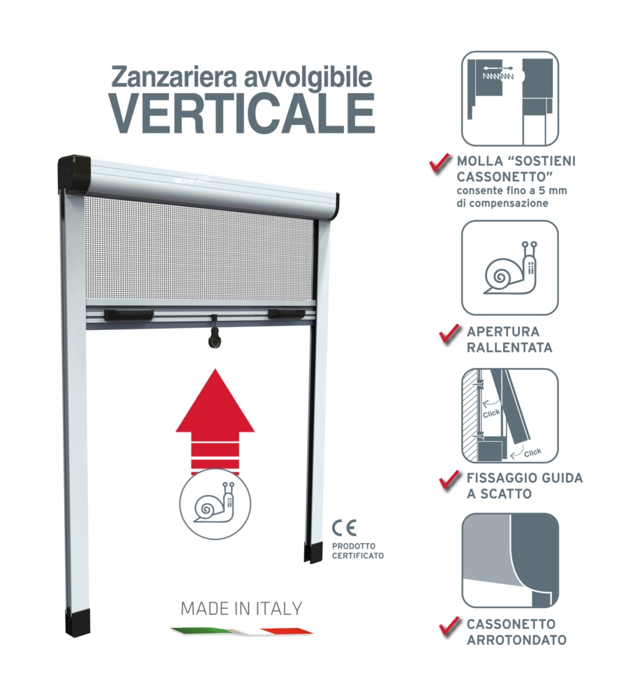 ZANZARIERA VERTICALE AVVOLGIBILE "ROTO" BIANCO 160X170 CM