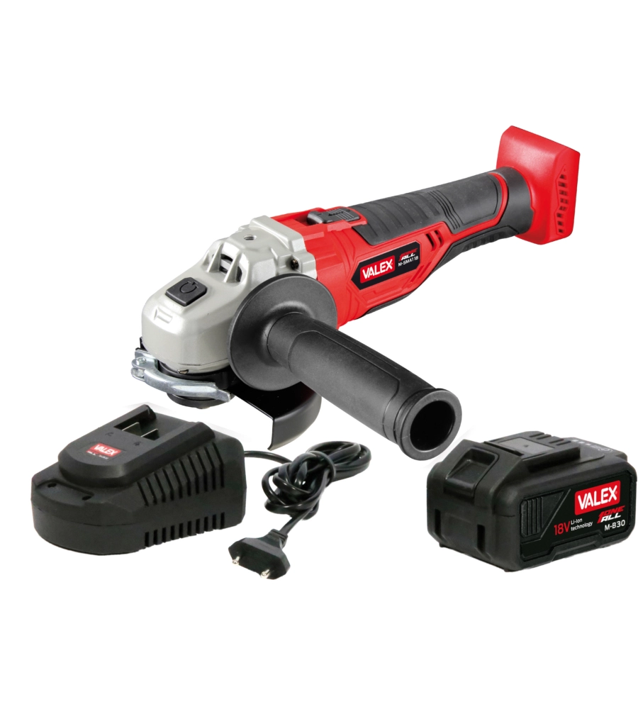 SMERIGLIATRICE ANGOLARE A BATTERIA VALEX "M-SMA1 18", CON BATTERIA DA 3 AH E CARICABATTERIE