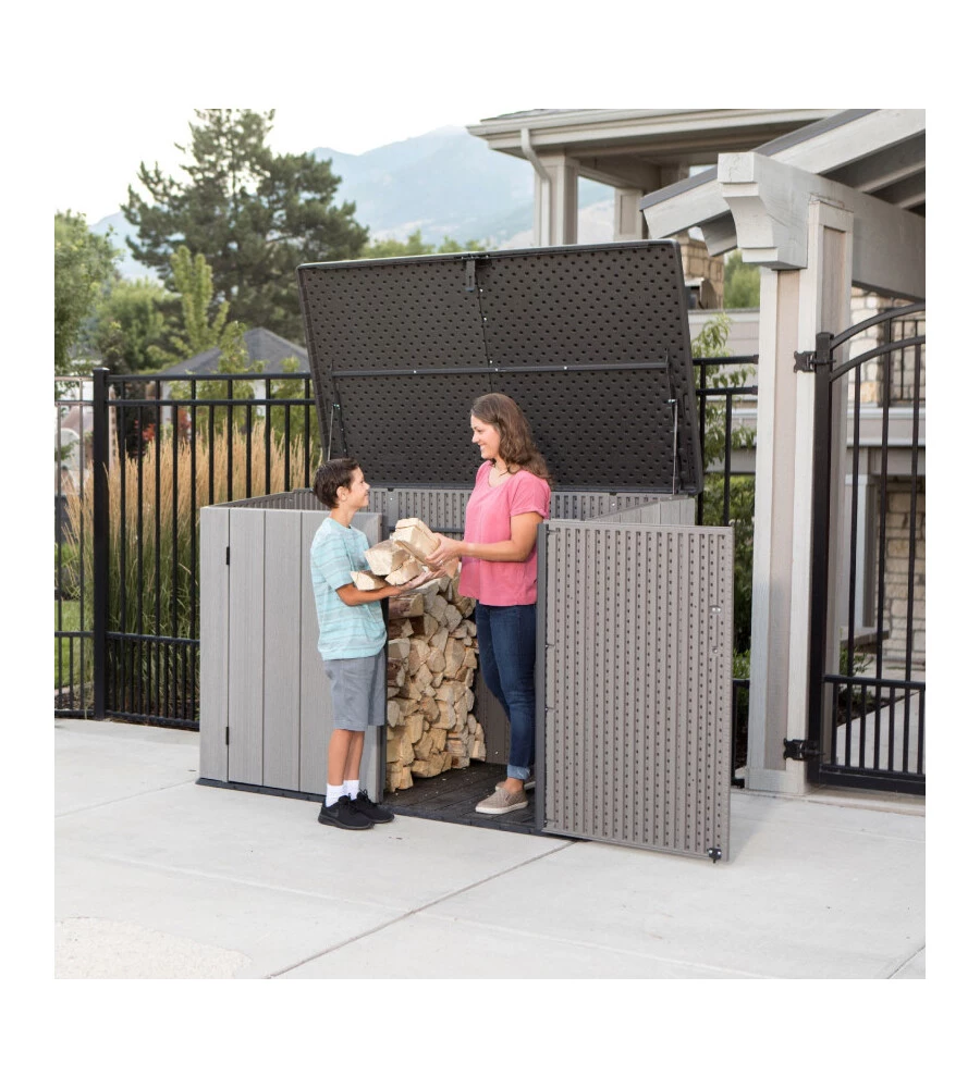 BOX IN RESINA LIFETIME "STORAGE" GRIGIO SCURO EFFETTO LEGNO 2124 LT 191X107X132 CM