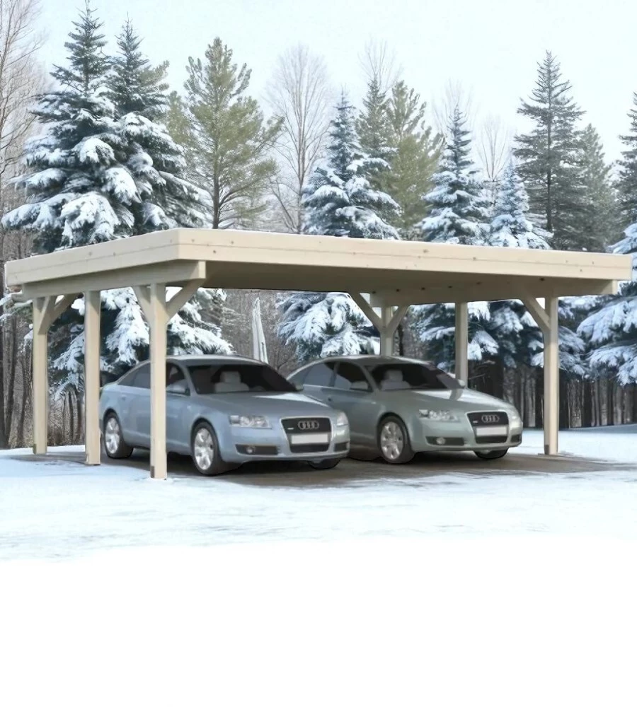 TETTOIA AUTO DOPPIA IN LEGNO DI ABETE 600X512X250 CM