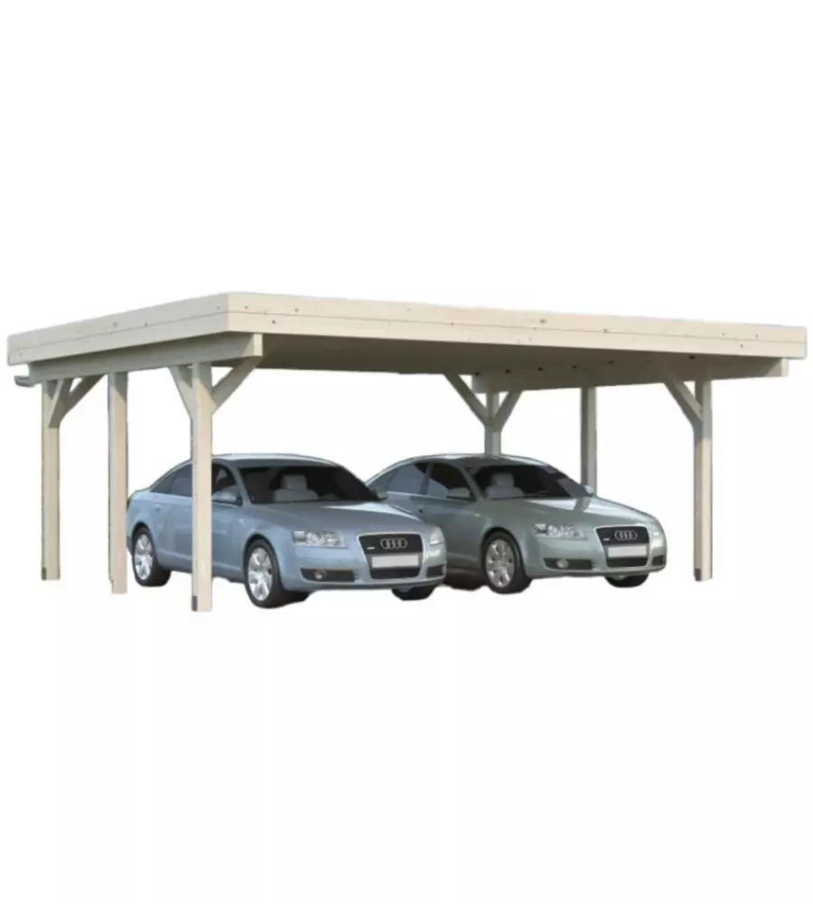 CARPORT DOPPIO IN LEGNO DI ABETE 600X512X250 CM