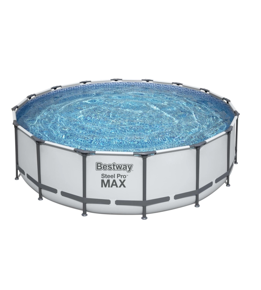 PISCINA FUORI TERRA CONN STRUTTURA ROTONDA BESTWAY "STEEL PRO MAX" GRIGIO CHIARO 488X488X122 CM