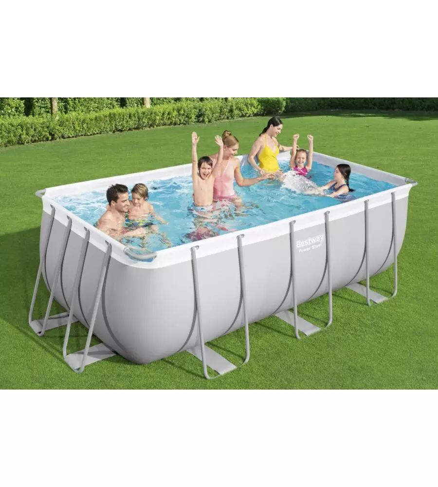 PISCINA FUORI TERRA CON STRUTTURA RETTANGOLARE BESTWAY "STEEL PRO MAX" GRIGIO SCURO 412x201x122 CM