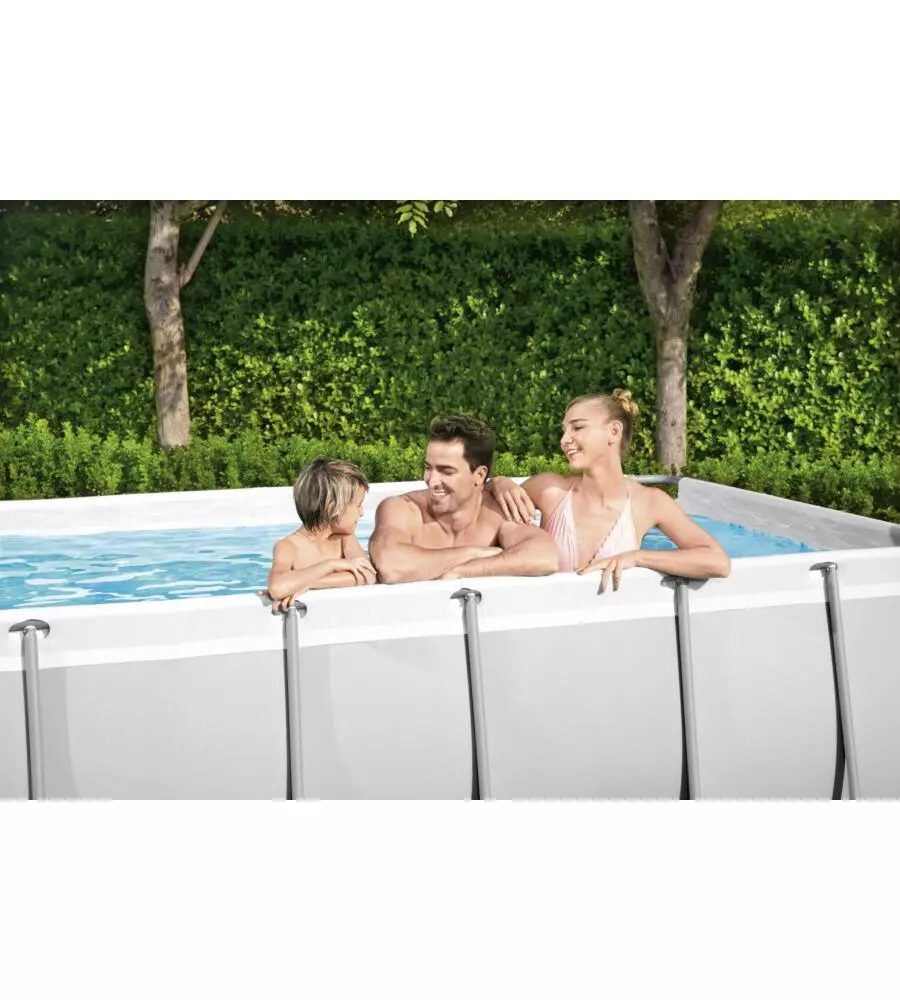 PISCINA FUORI TERRA CON STRUTTURA RETTANGOLARE BESTWAY "STEEL PRO MAX" GRIGIO SCURO 412x201x122 CM
