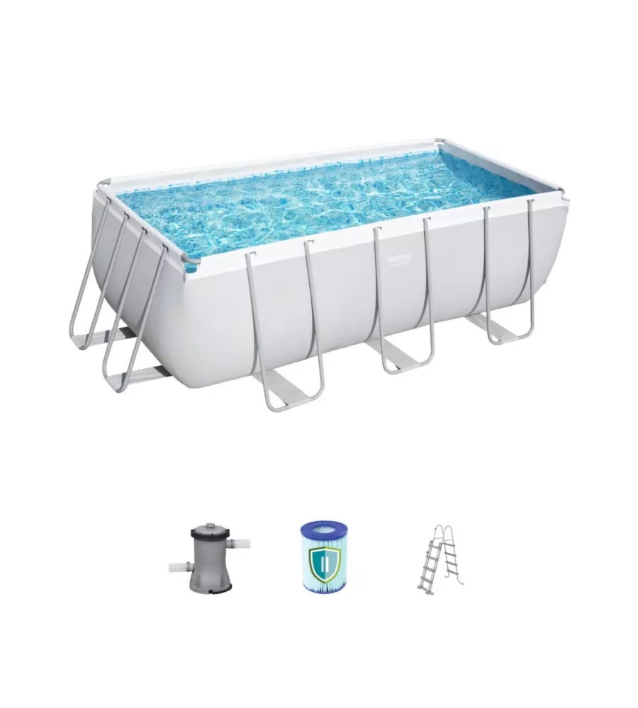 PISCINA FUORI TERRA CON STRUTTURA RETTANGOLARE BESTWAY "STEEL PRO MAX" GRIGIO SCURO 412x201x122 CM