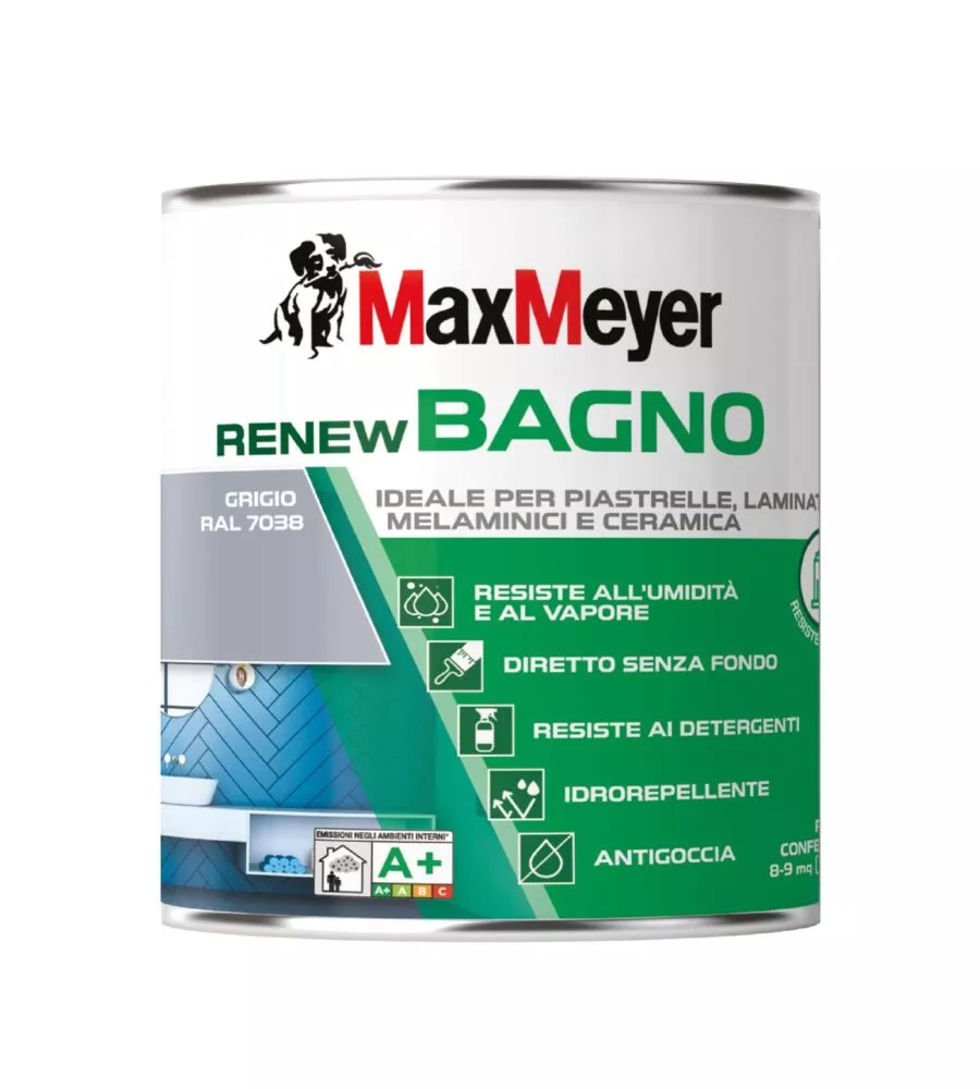 SMALTO ALL'ACQUA BAGNO MAX MEYER "RENEW" GRIGIO 0,75 LT