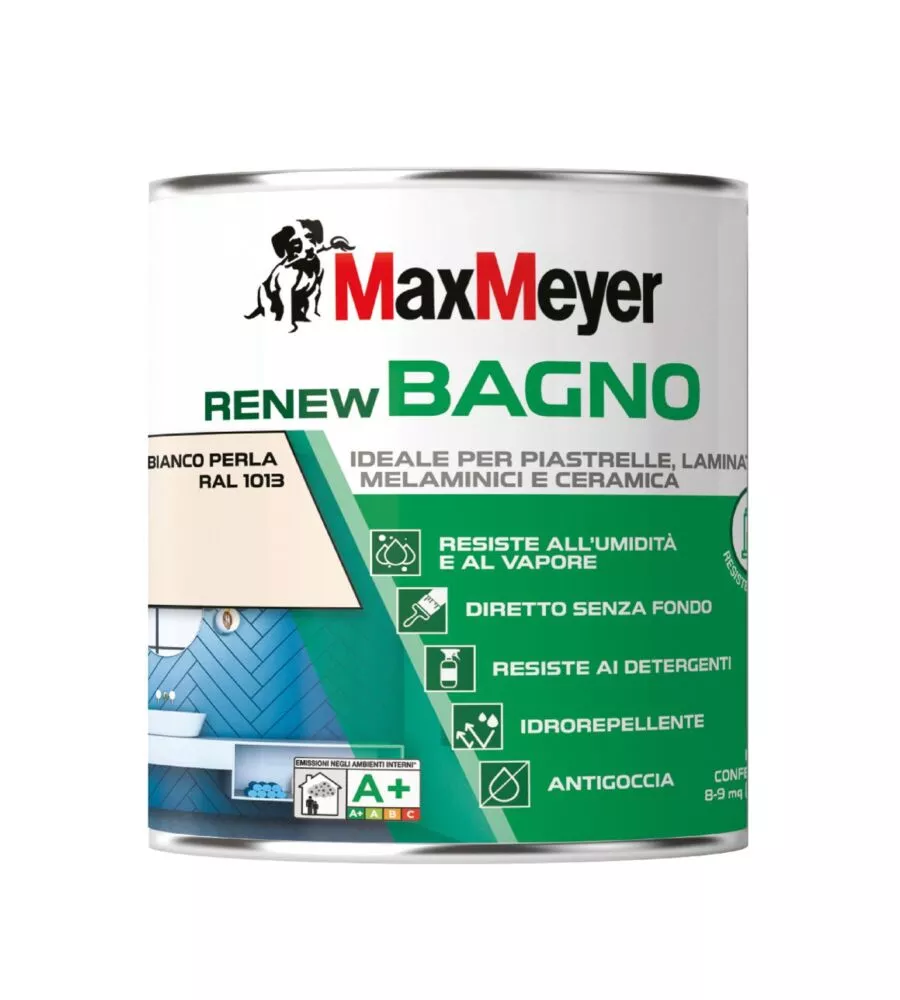 SMALTO ALL'ACQUA BAGNO MAX MEYER "RENEW" BIANCO PERLA 0,75 LT