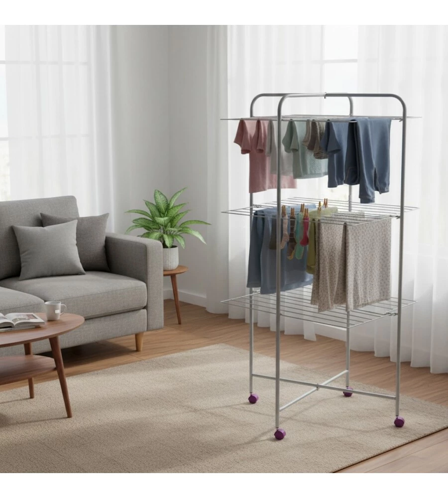 STENDIBIANCHERIA VERTICALE IN ACCIAIO 71X71X132 CM