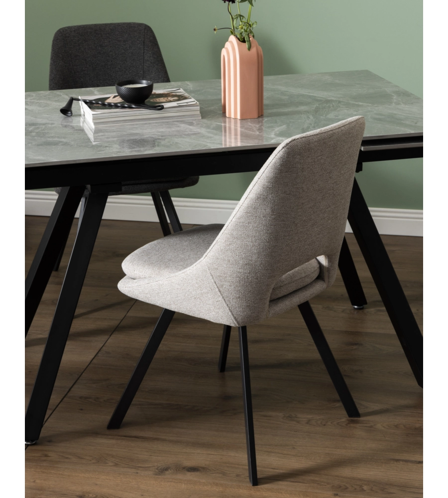 SEDIA DA PRANZO "MIRANDA" IN TESSUTO BEIGE 2 PEZZI
