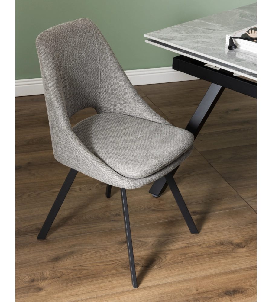 SEDIA DA PRANZO "MIRANDA" IN TESSUTO BEIGE 2 PEZZI