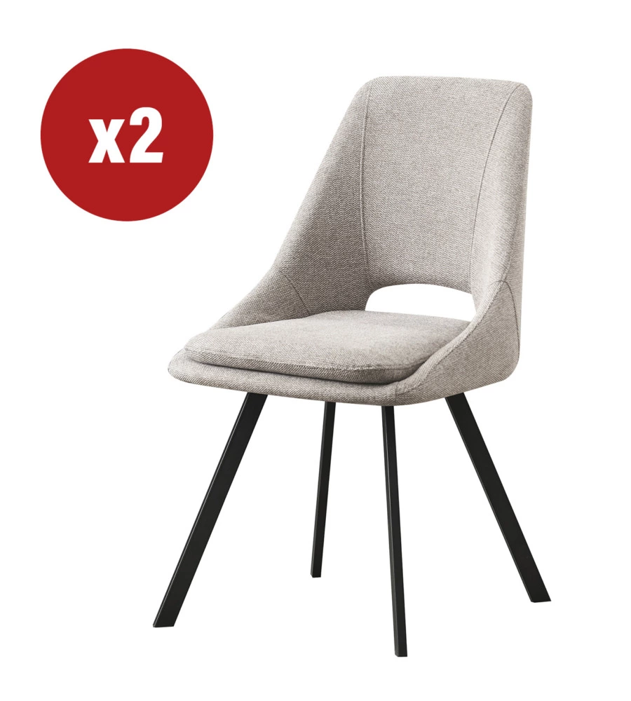 SEDIA DA PRANZO "MIRANDA" IN TESSUTO BEIGE 2 PEZZI