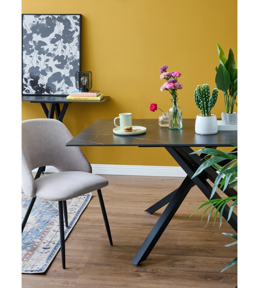 SEDIA DA PRANZO "JAMIE" IN TESSUTO BEIGE 4 PEZZI