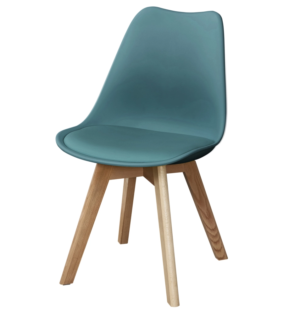 SEDIA DA PRANZO "LEILA" BLU OTTANIO CON GAMBE IN LEGNO 6 PEZZI