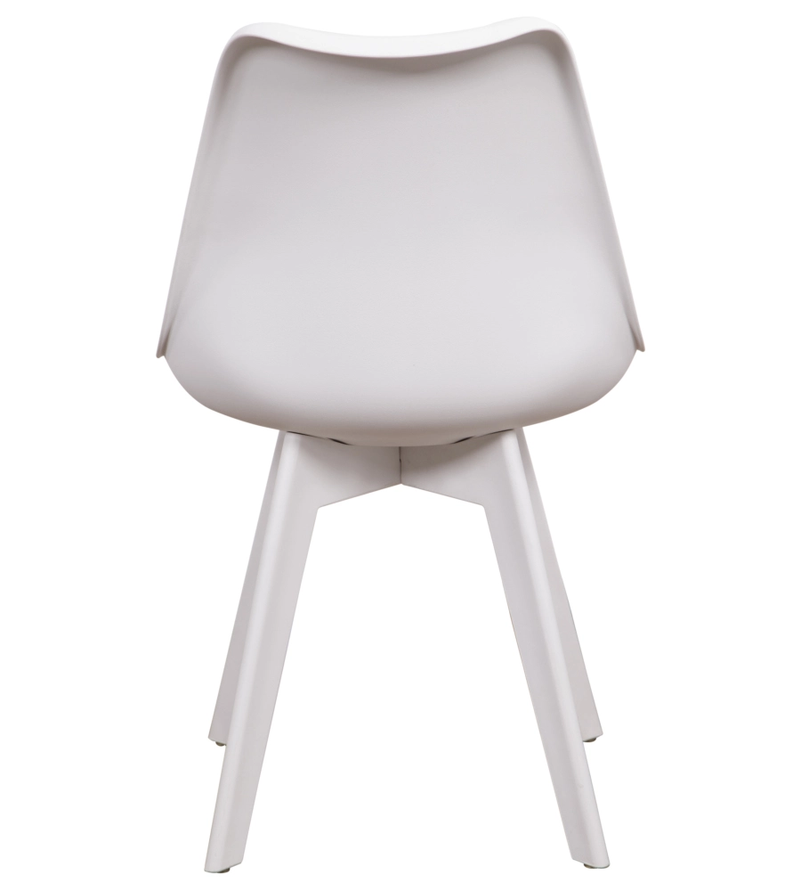 SEDIA DA PRANZO "KELLY" BIANCA CON GAMBE IN LEGNO IN TINTA 6 PEZZI