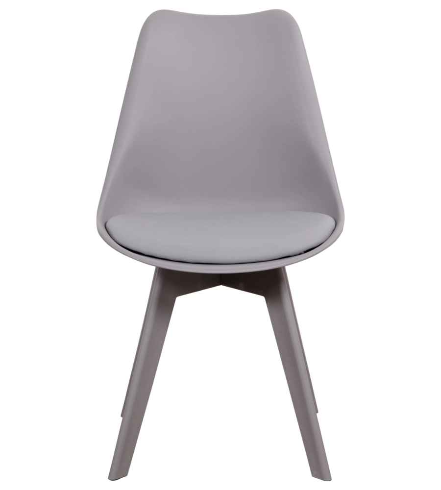 SEDIA DA PRANZO "KELLY" GRIGIO CON GAMBE IN LEGNO IN TINTA 6 PEZZI