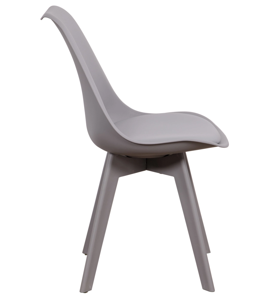 SEDIA DA PRANZO "KELLY" GRIGIO CON GAMBE IN LEGNO IN TINTA 6 PEZZI