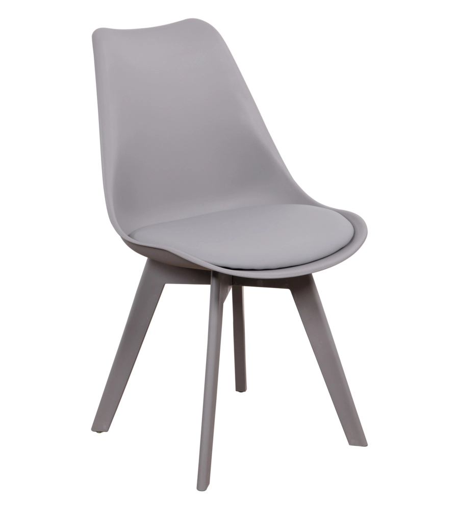 SEDIA DA PRANZO "KELLY" GRIGIO CON GAMBE IN LEGNO IN TINTA 6 PEZZI