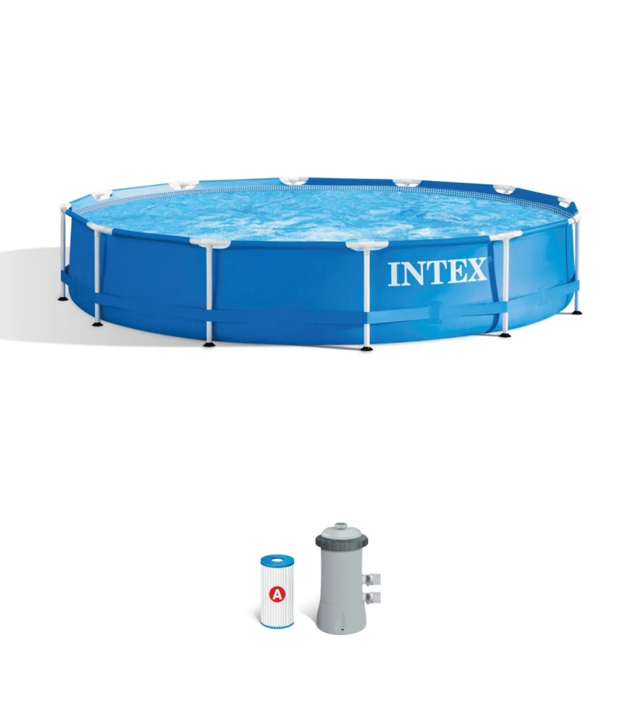 PISCINA FUORI TERRA CON STRUTTURA ROTONDA INTEX "METAL FRAME" BLU 366X366X76 CM - COD. 28212NP