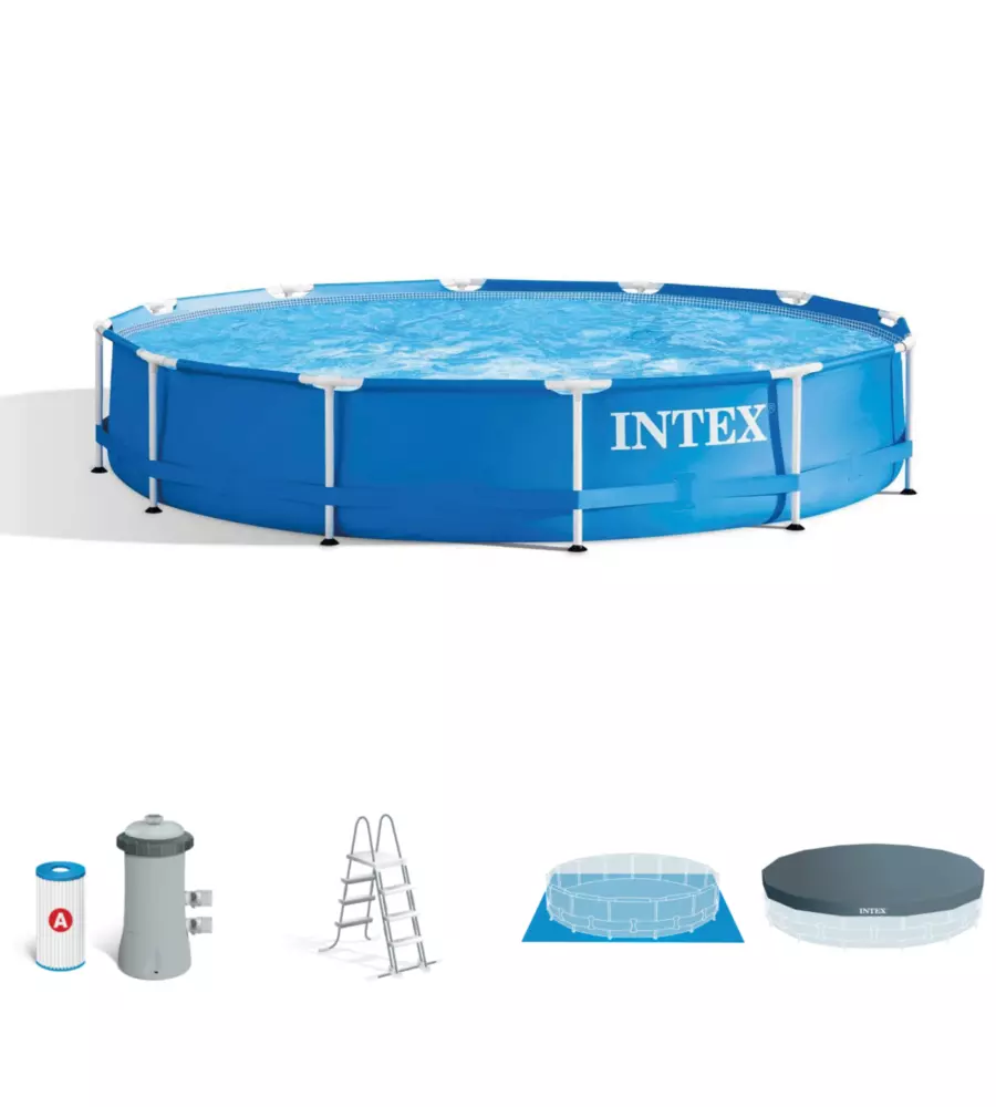 PISCINA FUORI TERRA CON STRUTTURA ROTONDA INTEX "METAL FRAME" BLU 457X457X122 CM - COD. 28242NP