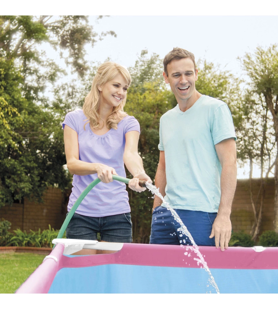 PISCINA FUORI TERRA CON STRUTTURA RETTANGOLARE INTEX "RECTANGULAR FRAME" ROSA 220X150X60 CM - COD. 28266NP
