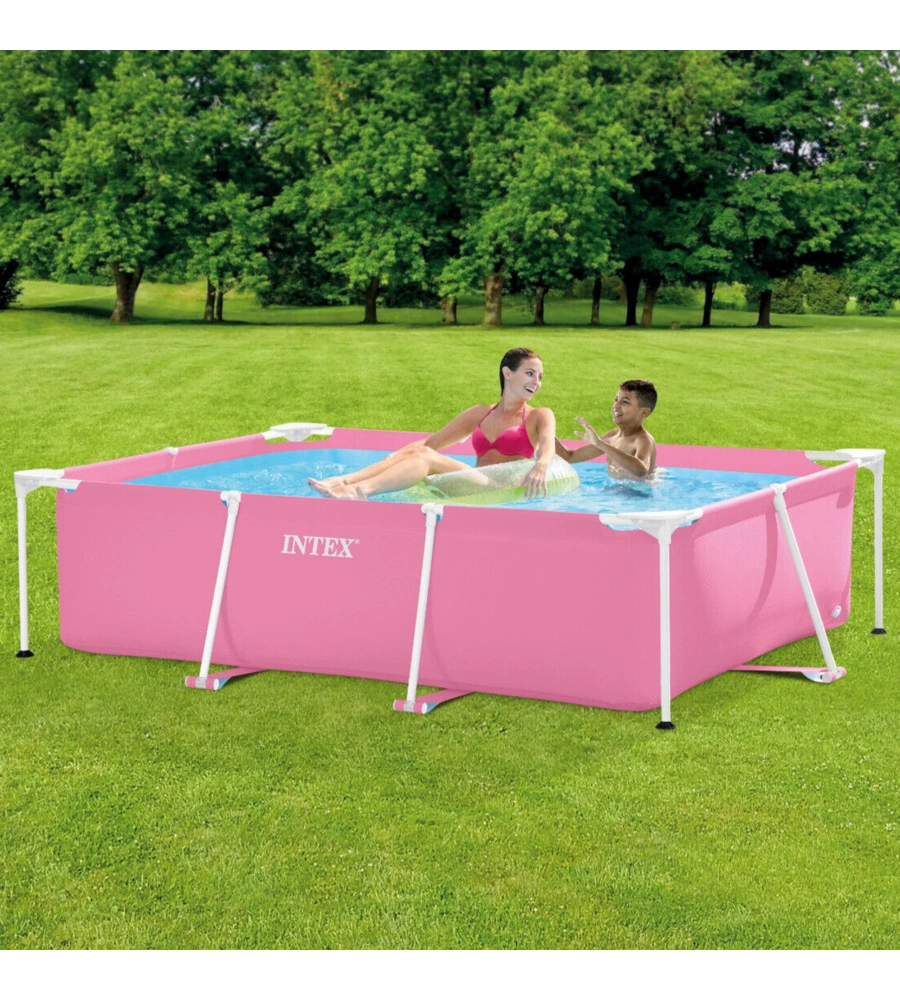 PISCINA FUORI TERRA CON STRUTTURA RETTANGOLARE INTEX "RECTANGULAR FRAME" ROSA 220X150X60 CM - COD. 28266NP