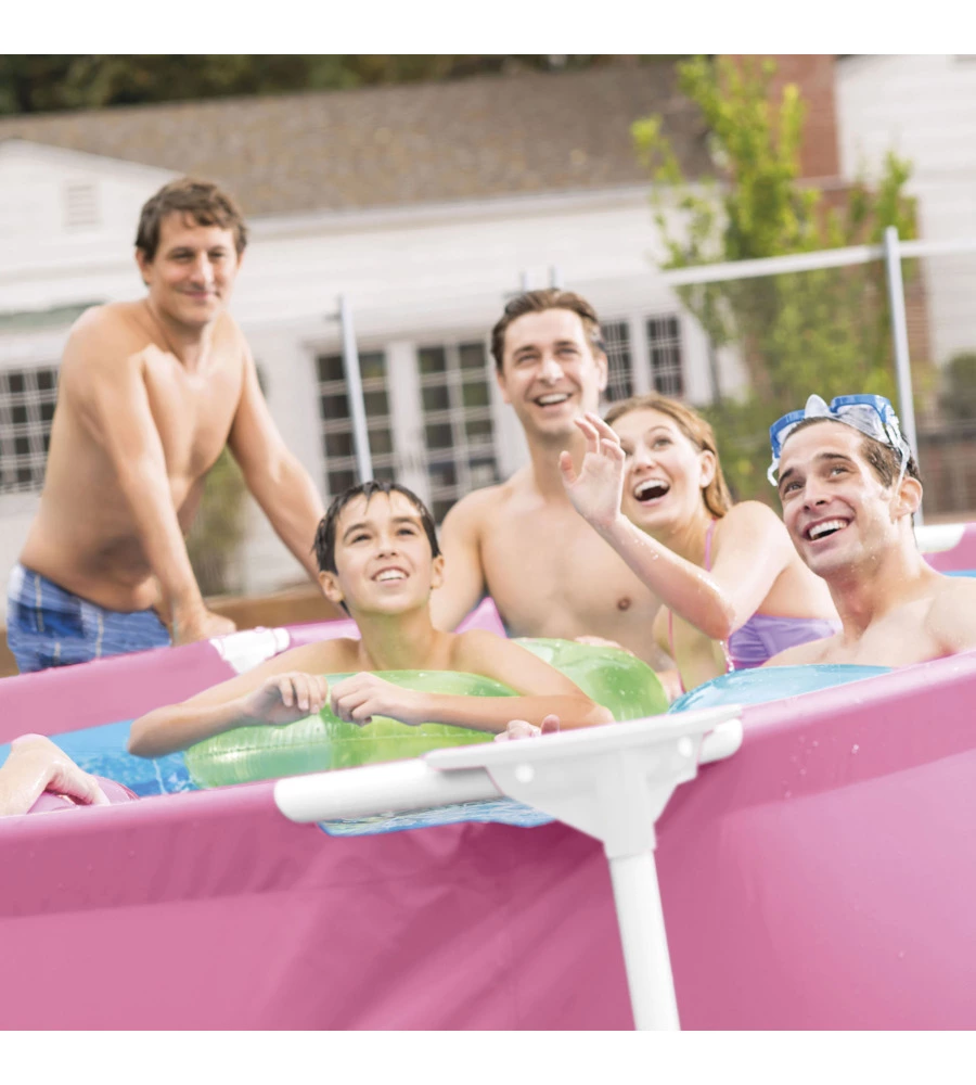 PISCINA FUORI TERRA CON STRUTTURA ROTONDA INTEX "METAL FRAME" ROSA 244X244X76 CM - COD. 28290NP
