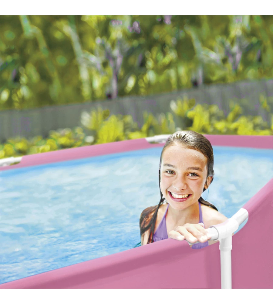 PISCINA FUORI TERRA CON STRUTTURA ROTONDA INTEX "METAL FRAME" ROSA 244X244X76 CM - COD. 28290NP
