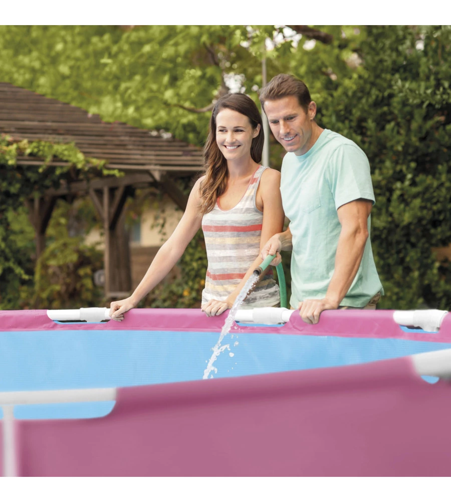 PISCINA FUORI TERRA CON STRUTTURA ROTONDA INTEX "METAL FRAME" ROSA 244X244X76 CM - COD. 28290NP