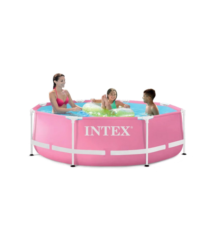 PISCINA FUORI TERRA CON STRUTTURA ROTONDA INTEX "METAL FRAME" ROSA 244X244X76 CM - COD. 28290NP
