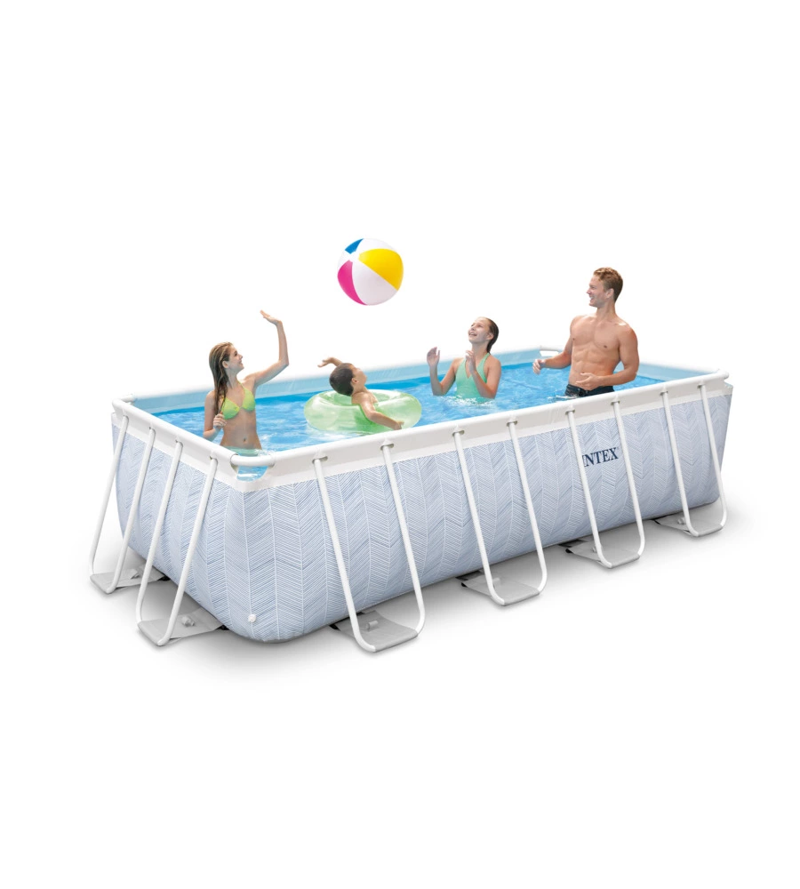PISCINA FUORI TERRA CON STRUTTURA RETTANGOLARE INTEX "PRISMA FRAME CHEVRON" EFFETTO RIGATO BLU 400X200X100 CM - COD. 26780NP