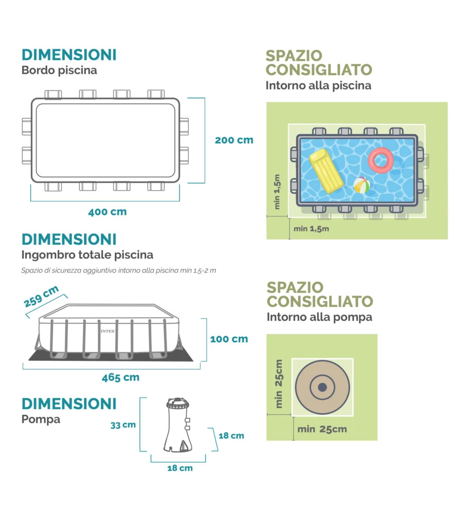 PISCINA FUORI TERRA CON STRUTTURA RETTANGOLARE INTEX "PRISMA FRAME CHEVRON" EFFETTO RIGATO BLU 400X200X100 CM - COD. 26780NP