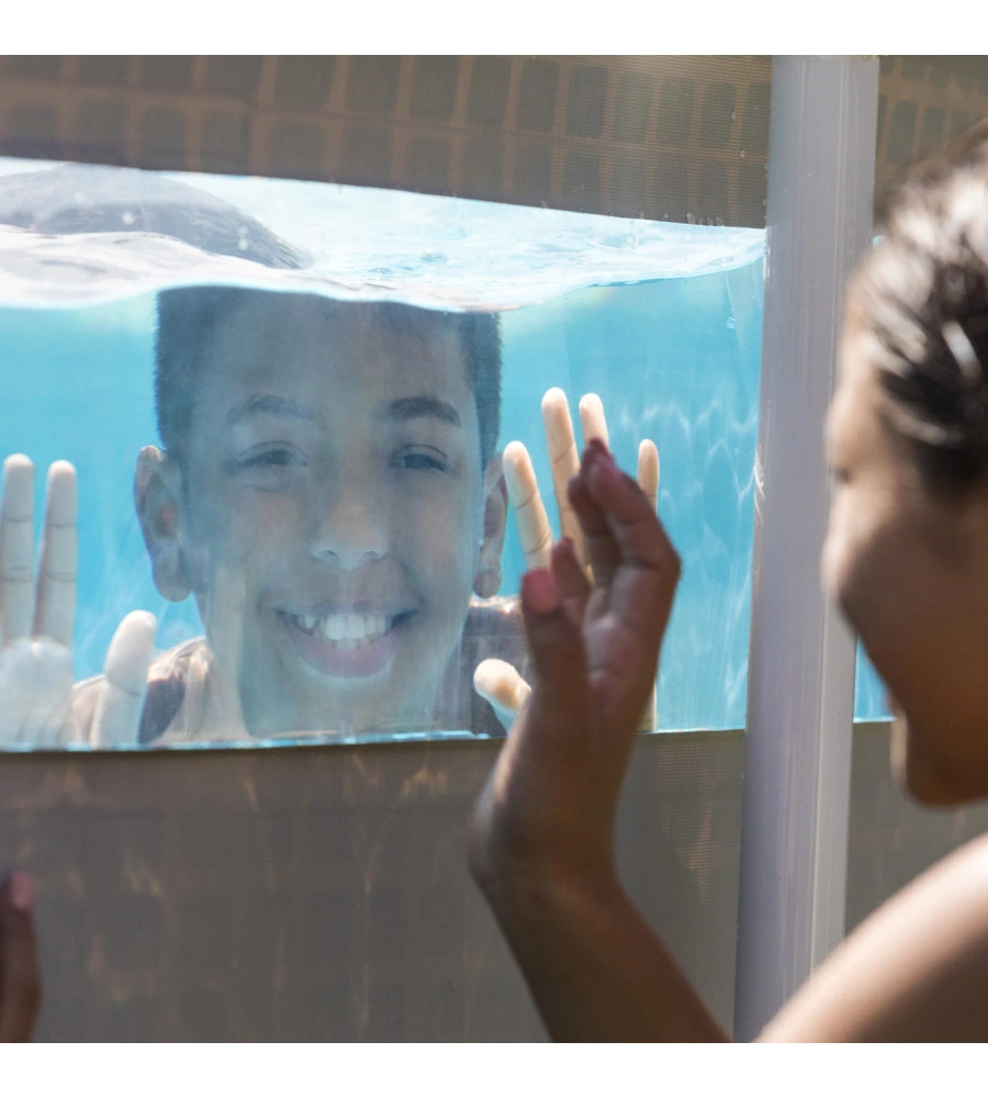 PISCINA FUORI TERRA CON STRUTTURA ROTONDA INTEX "PRISMA FRAME CLEARVIEW" GRIGIO CHIARO 488X488X122 CM - COD. 26730NP
