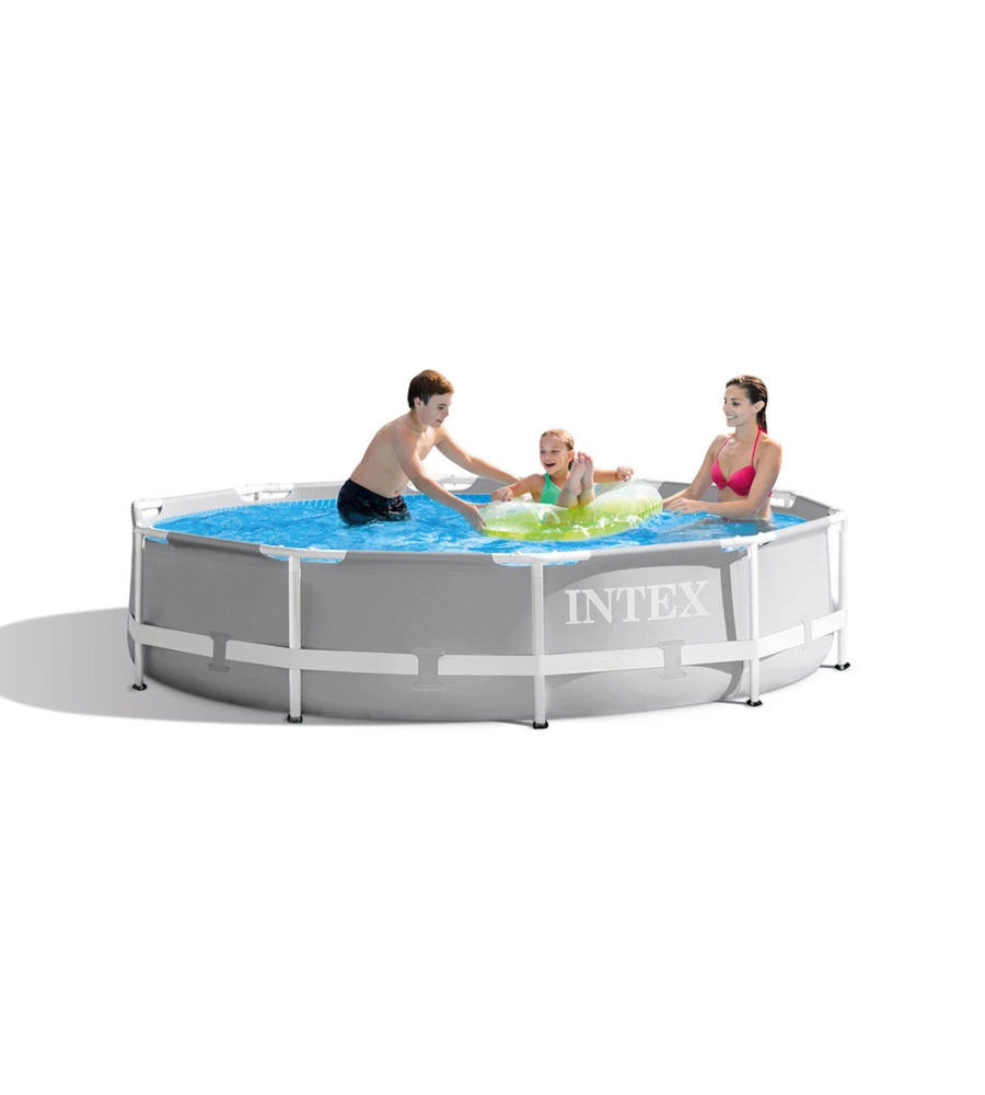 PISCINA FUORI TERRA CON STRUTTURA ROTONDA INTEX "PRISMA FRAME" GRIGIO CHIARO 305X305X76 - COD. 26700NP