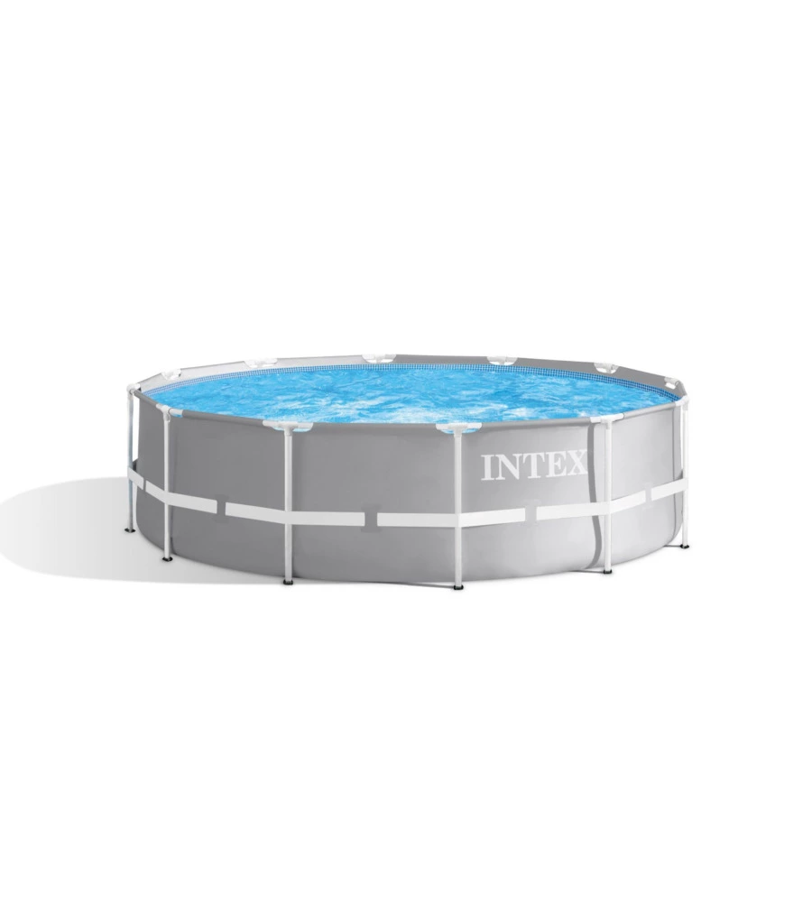 PISCINA FUORI TERRA CON STRUTTURA ROTONDA INTEX "PRISMA FRAME" GRIGIO CHIARO 366X366X99 CM - COD. 26716NP