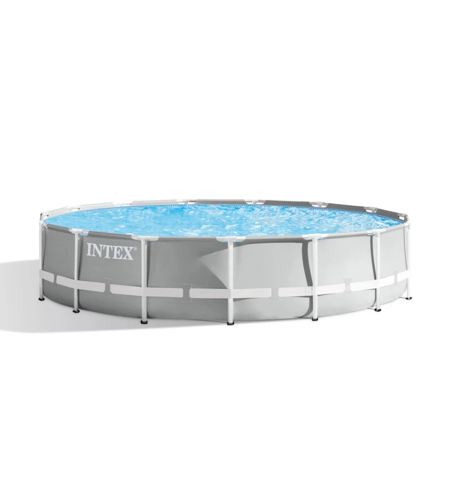PISCINA FUORI TERRA CON STRUTTURA ROTONDA INTEX "PRISMA FRAME" GRIGIO CHIARO 457X457X107 CM - COD. 26724NP