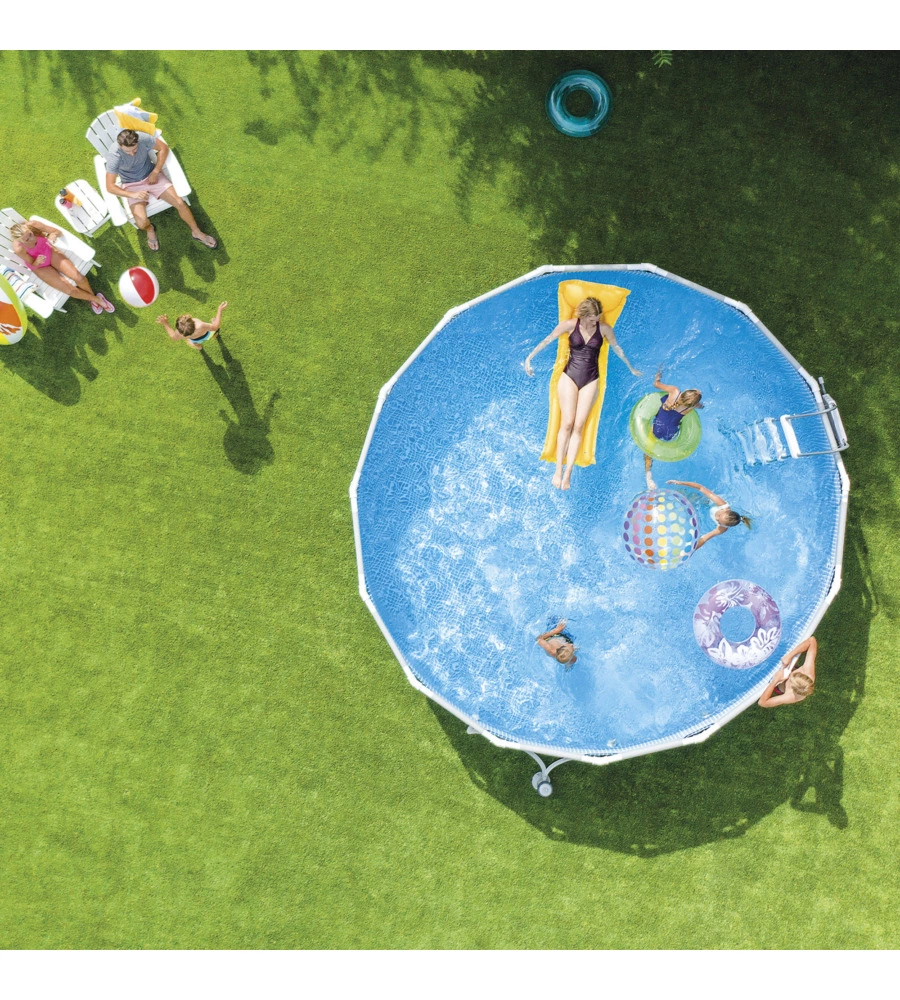 PISCINA FUORI TERRA CON STRUTTURA ROTONDA INTEX "PRISMA FRAME" GRIGIO CHIARO 457X457X122 CM - COD. 26726NP