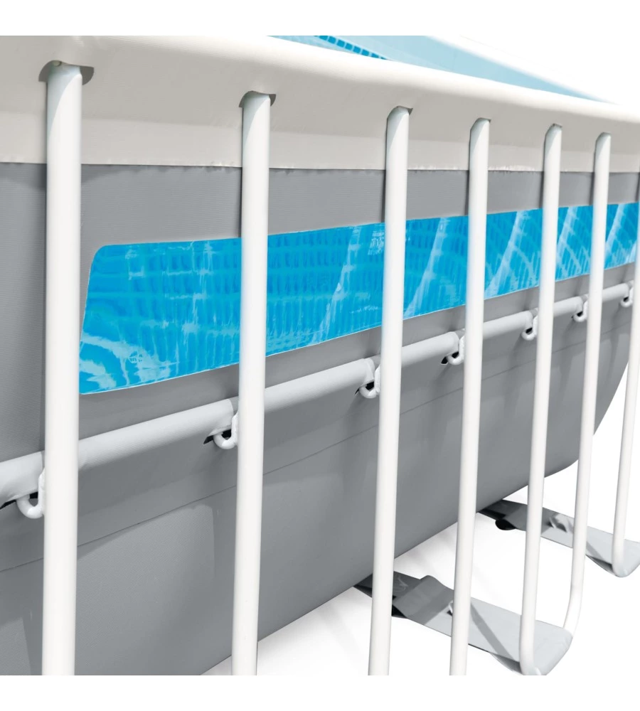 PISCINA FUORI TERRA CON STRUTTURA RETTANGOLARE INTEX "PRISMA FRAME CLEARVIEW" GRIGIO CHIARO 400X200X122 CM - COD. 26770NP