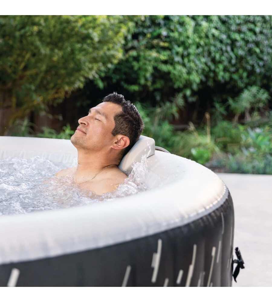 PISCINA IDROMASSAGGIO GONFIABILE INTEX "PURESPA BUBBLE GLOW DELUXE" NERO E BIANCO 4 PERSONE 196X196X71 CM - COD. 28494NP