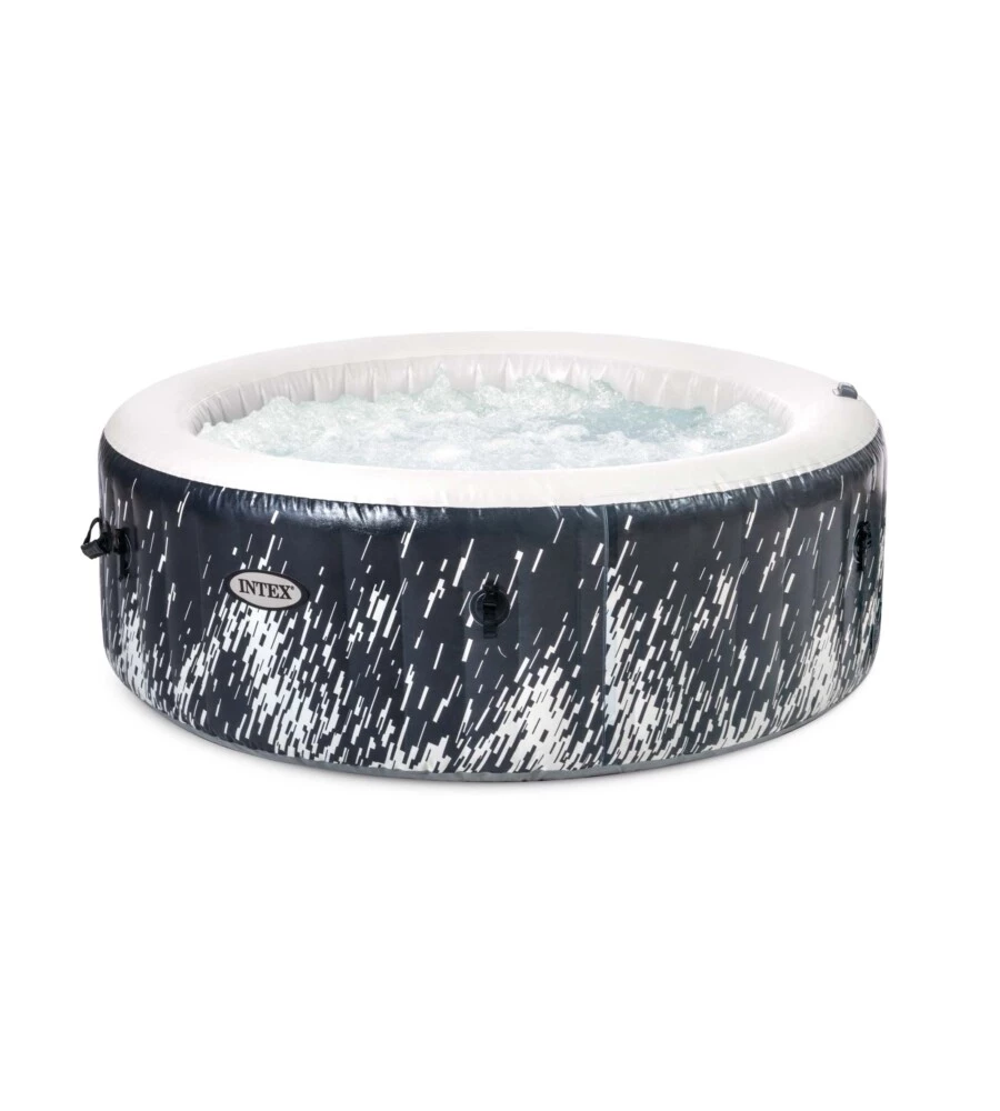 PISCINA IDROMASSAGGIO GONFIABILE INTEX "PURESPA BUBBLE GLOW DELUXE" NERO E BIANCO 4 PERSONE 196X196X71 CM - COD. 28494NP
