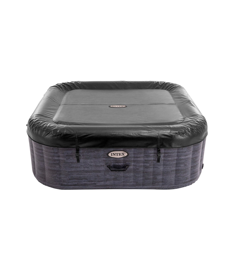 PISCINA IDROMASSAGGIO GONFIABILE INTEX "GREYSTONE DELUXE" GRIGIO EFFETTO PIETRA 6 POSTI 196X196X71 CM - COD. 28452NP