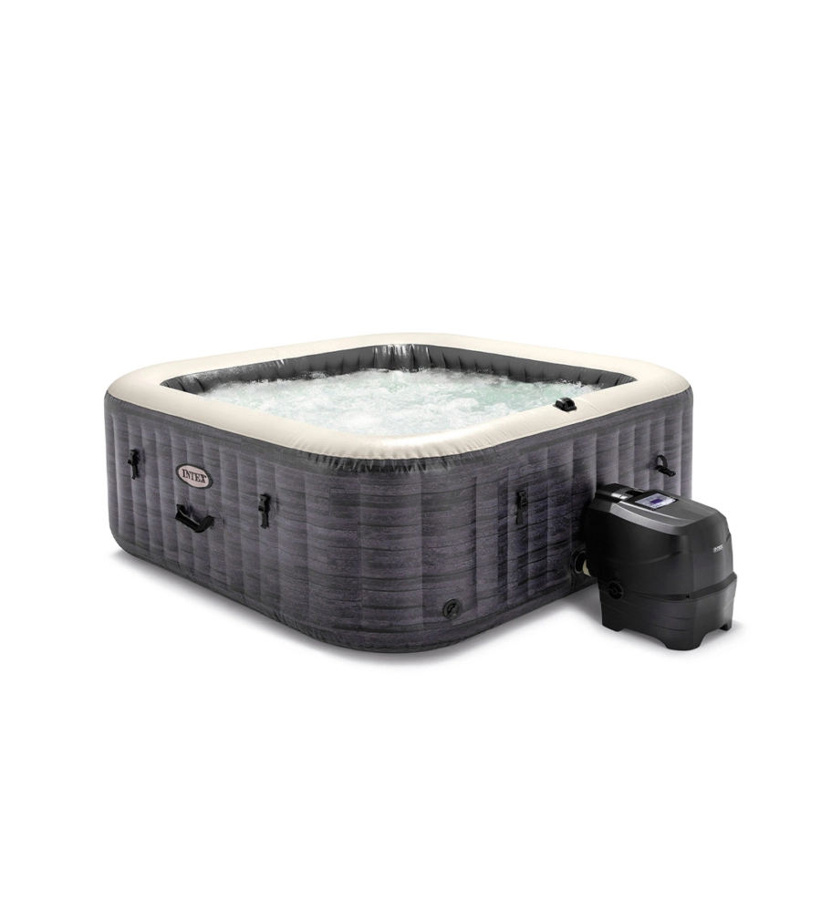 PISCINA IDROMASSAGGIO GONFIABILE INTEX "GREYSTONE DELUXE" GRIGIO EFFETTO PIETRA 6 POSTI 196X196X71 CM - COD. 28452NP