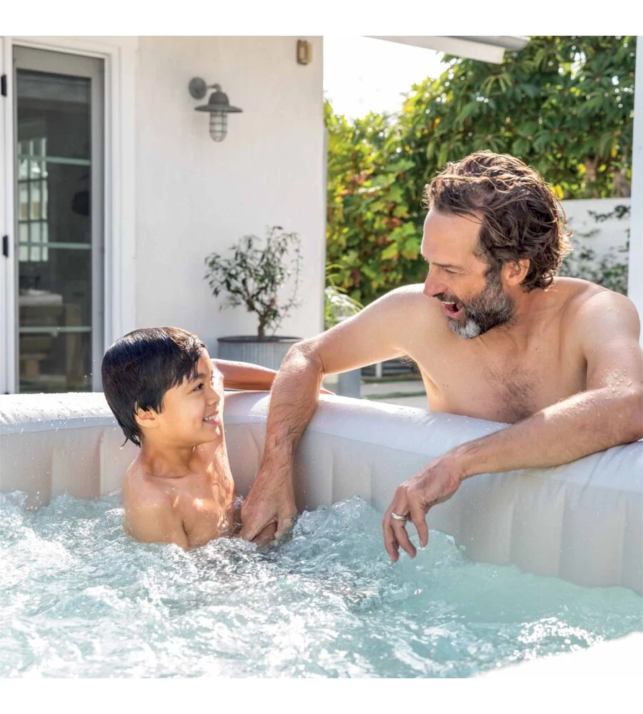 PISCINA IDROMASSAGGIO GONFIABILE INTEX "CHEVRON DELUXE" MARRONE EFFETTO RIGATO 4 POSTI 175X175X71 CM - COD. 28446NP