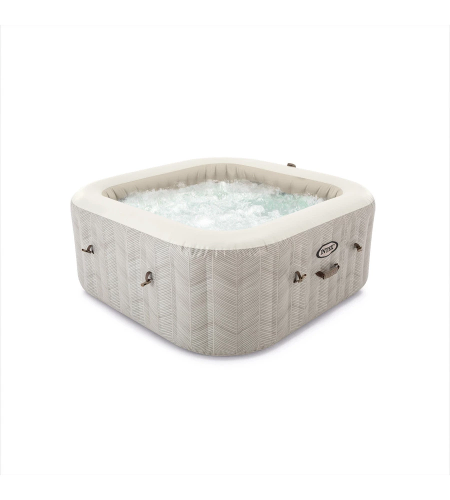 PISCINA IDROMASSAGGIO GONFIABILE INTEX "CHEVRON DELUXE" MARRONE EFFETTO RIGATO 4 POSTI 175X175X71 CM - COD. 28446NP