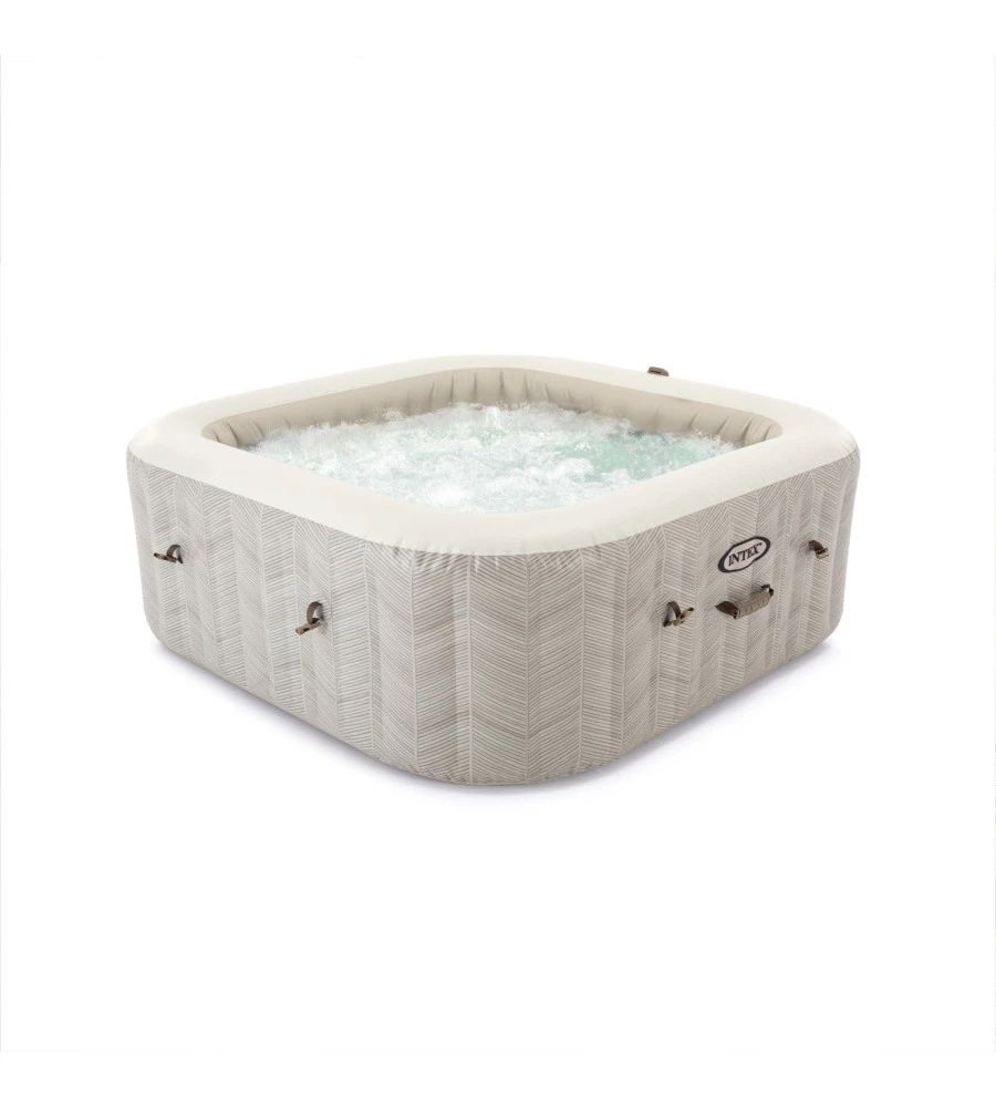 PISCINA IDROMASSAGGIO GONFIABILE INTEX "CHEVRON DELUXE" MARRONE EFFETTO RIGATO 6 PERSONE 196X196X71 CM - COD. 28472NP