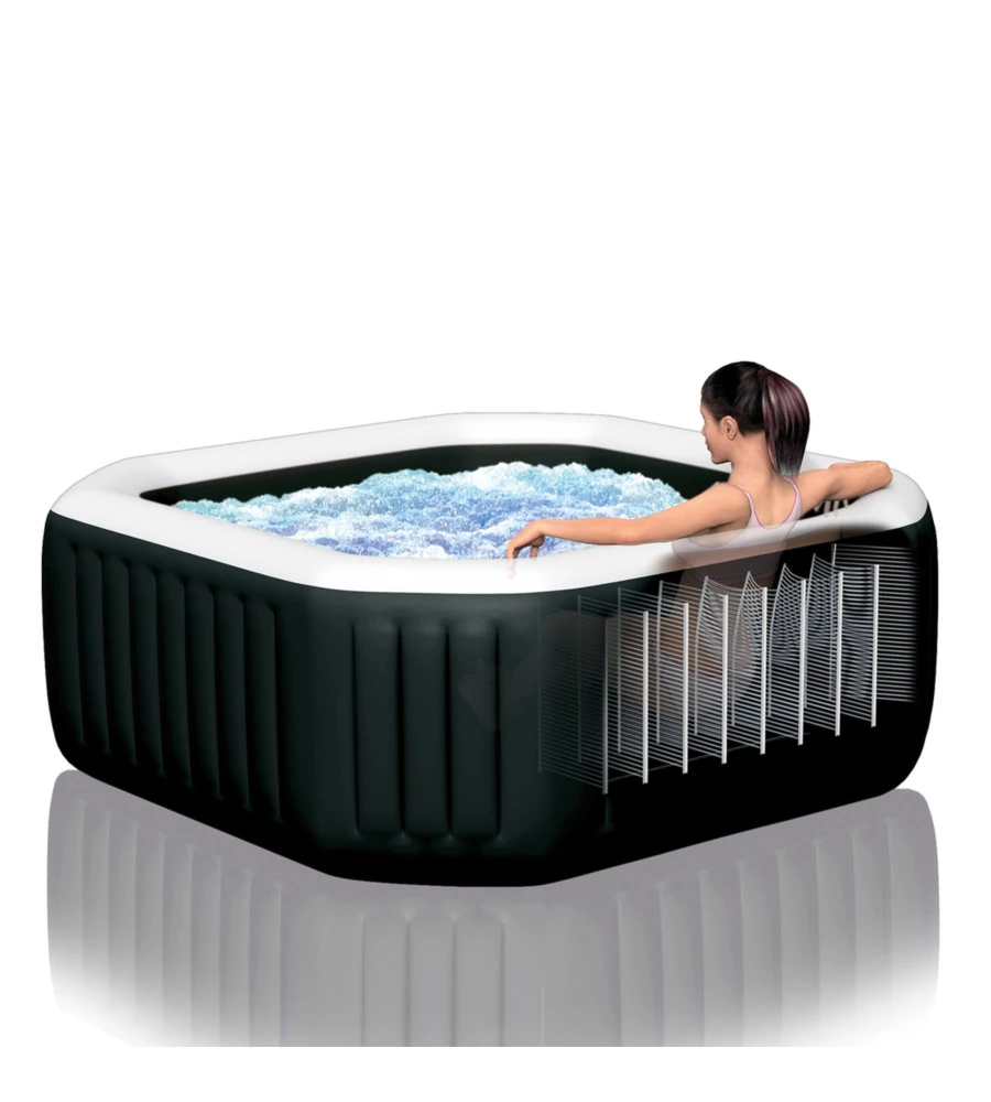 PISCINA IDROMASSAGGIO GONFIABILE INTEX "PURE SPA JET BUBBLE DELUXE" NERO 6 PERSONE 211X211X71 CM - COD. 28462